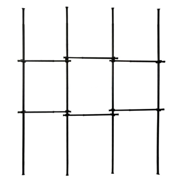 Three-section extendable black wardrobe storage rod